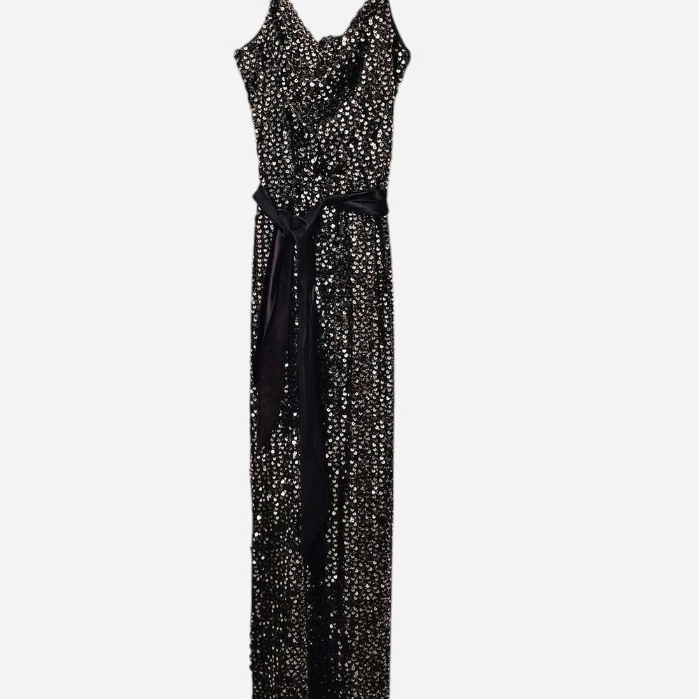 Vintage 1980s black and gold sequin Dress size 9/10, made in USA